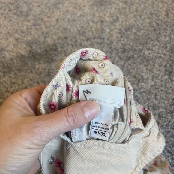 Oshkosh Girl’s 18 Months Sleeveless Corduroy Dress Ruffle Floral Hem - Picture 5 of 7